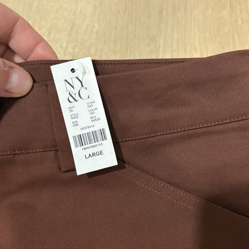 New York & Company Brown Wide Leg Cargo Pants High Rise Size L Career NWT - Picture 5 of 12